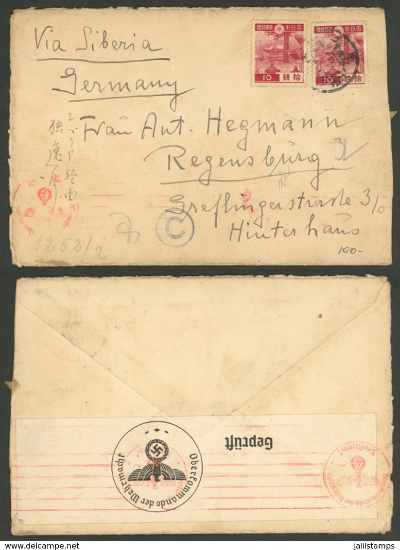 JAPAN: Circa 1945: Cover Sent To Germany, With Interesting Censor Marks, VF! - Storia Postale