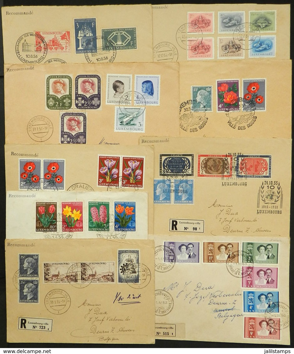 LUXEMBOURG: 9 Covers Posted Between 1953 And 1957 With Handsome Postages, Very Thematic, General Quality Is Fine To VF! - Autres & Non Classés