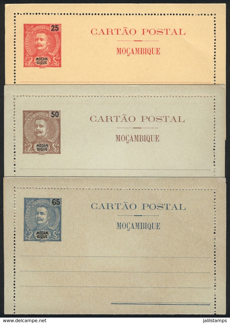 MOZAMBIQUE: Lettercards Of 1903 Of 25Rs., 50Rs. And 65Rs., Unused, Excellent Quality! - Mozambico