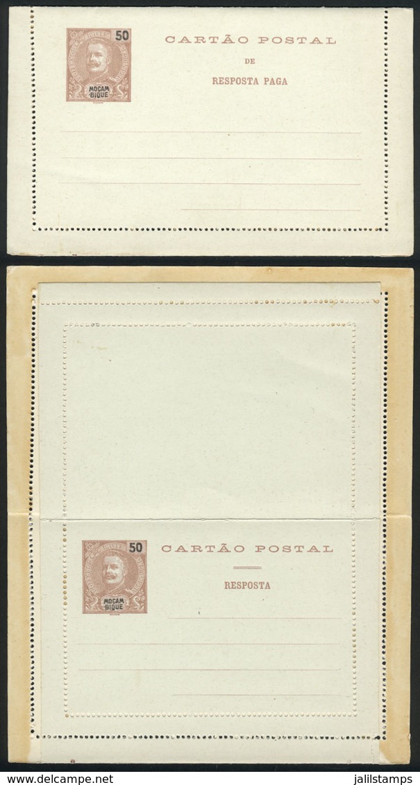 MOZAMBIQUE: Double Lettercard Of 1903: 50 + 50Rs., Unused, Excellent! - Mozambico