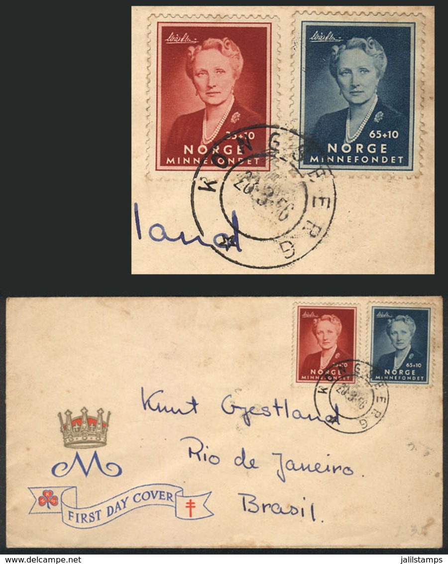 NORWAY: FDC Cover Sent To Brazil On 28/MAR/1956, Unusual Destination! - Autres & Non Classés