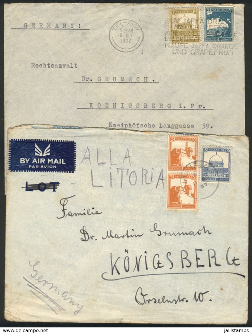 PALESTINE: 2 Airmail Covers Sent From Tel Aviv And Haifa To Germany On 6 And 11/OC/1937! - Palestine