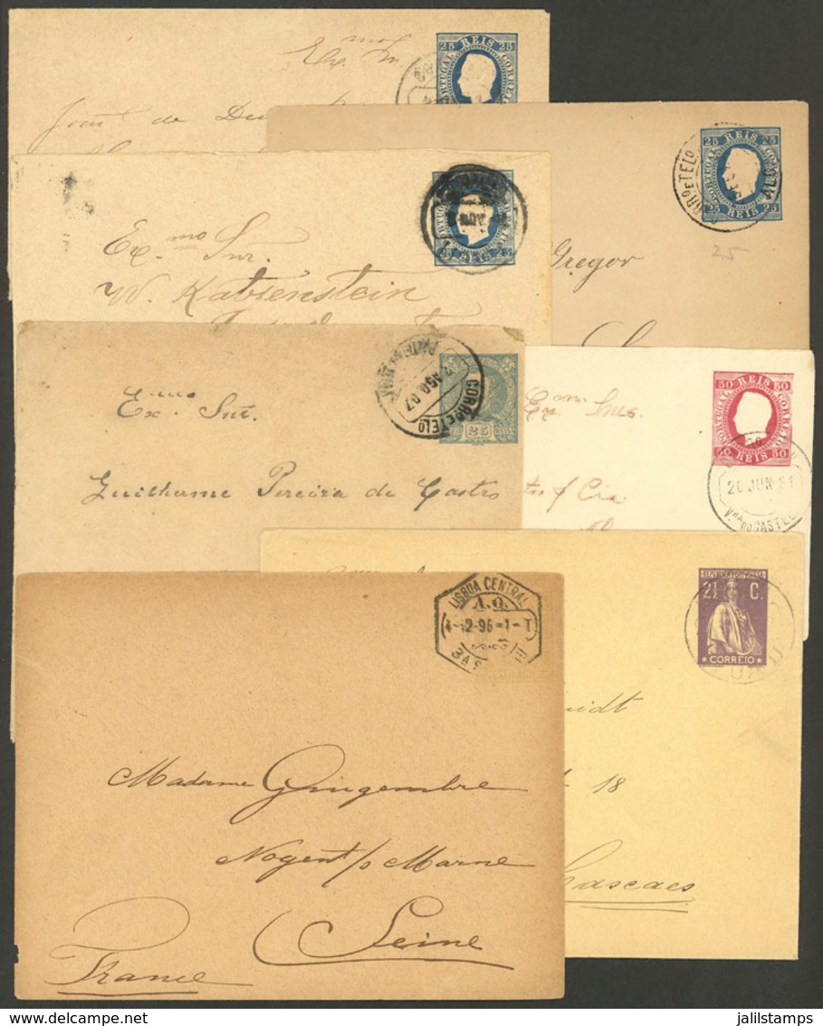 PORTUGAL: 7 Postal Cards Used Between 1886 And 1912, Varied Colors And Cancels, VF General Quality! - Entiers Postaux