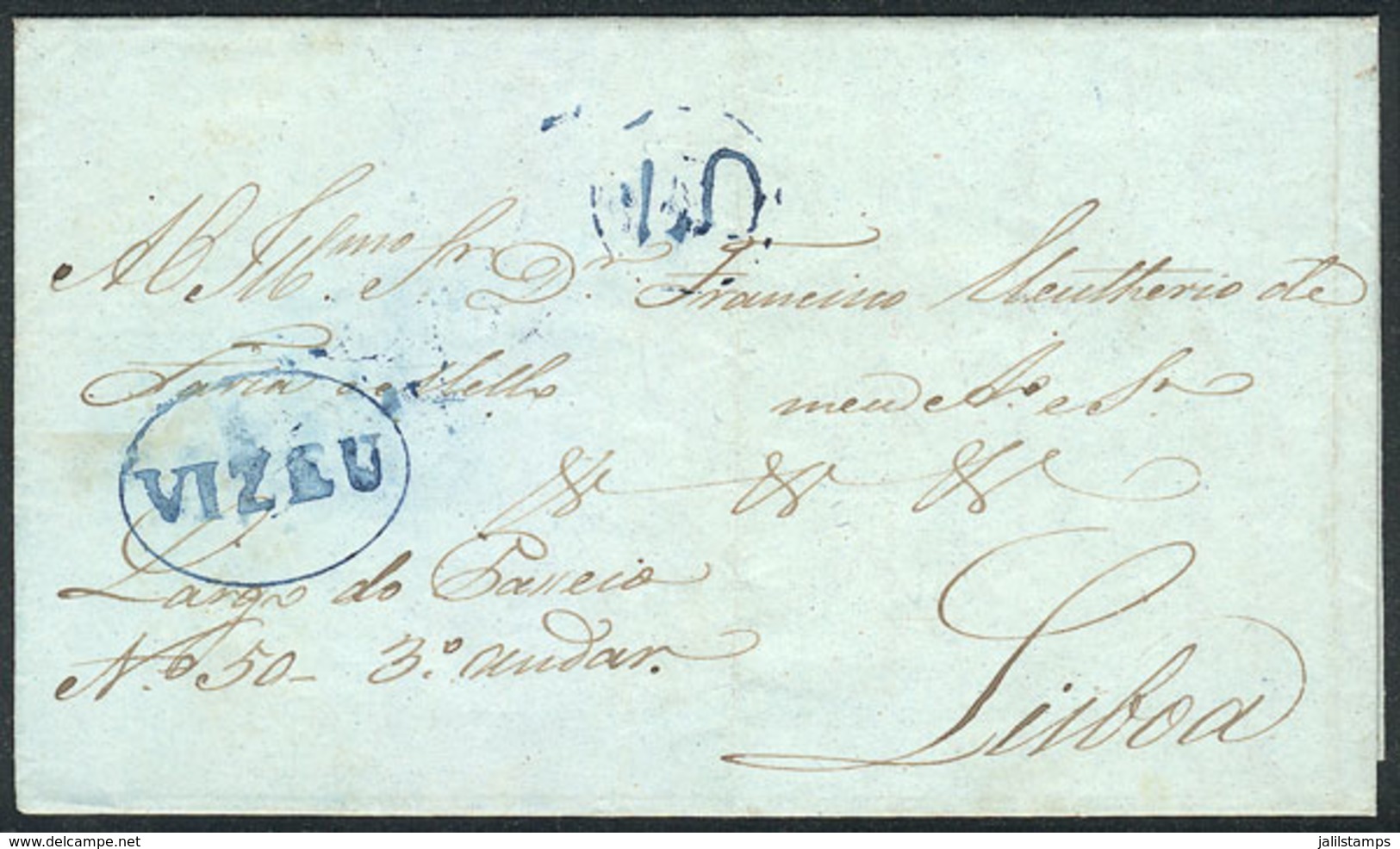 PORTUGAL: Entire Letter Sent From VIZEU To Lisboa On 14/JUN/1849, VF Quality! - Andere & Zonder Classificatie