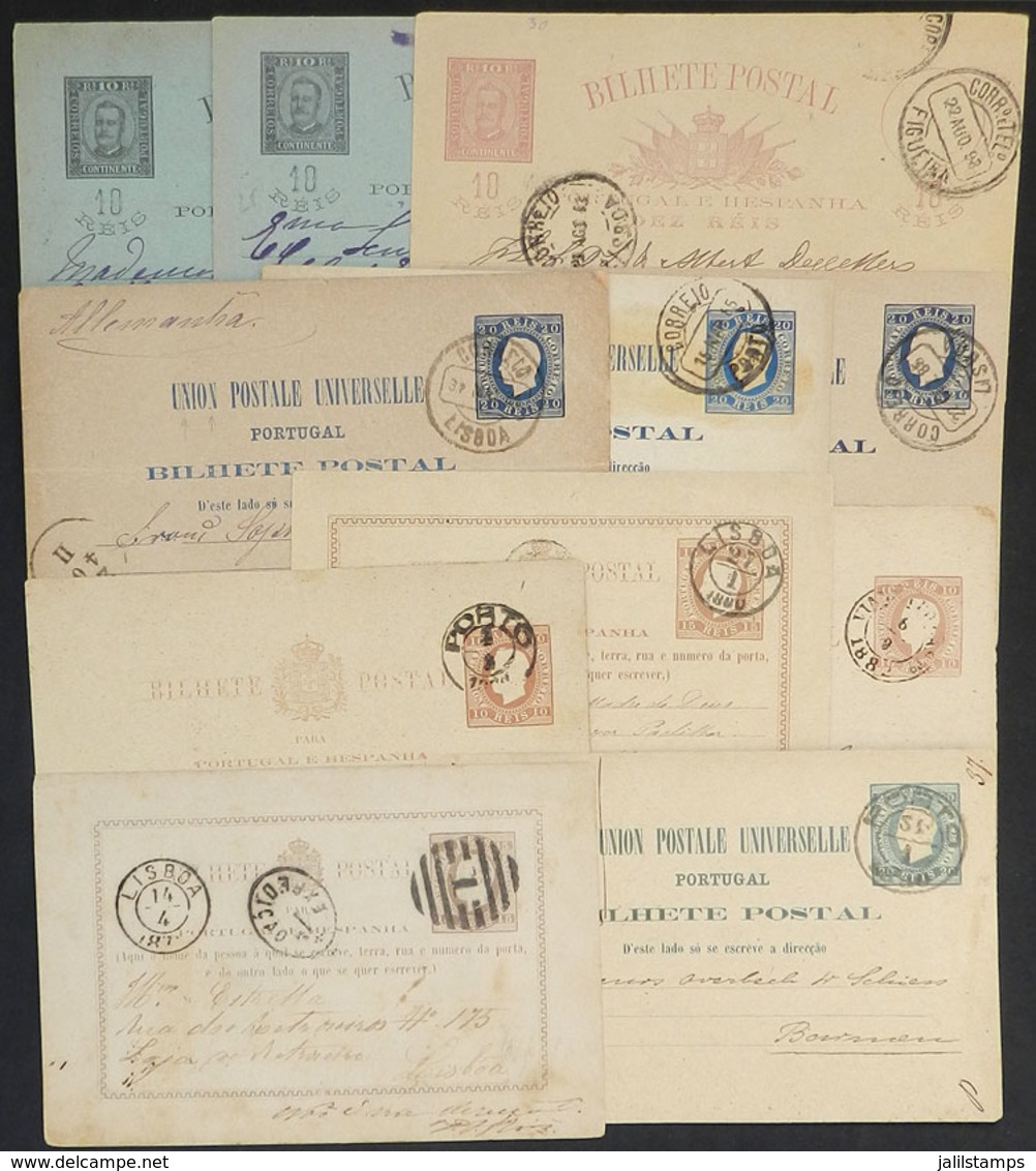 PORTUGAL: 11 Postal Cards Used Between 1878 And 1895, Interesting Postal Marking, Some With Minor Defects, Others Of VF  - Autres & Non Classés