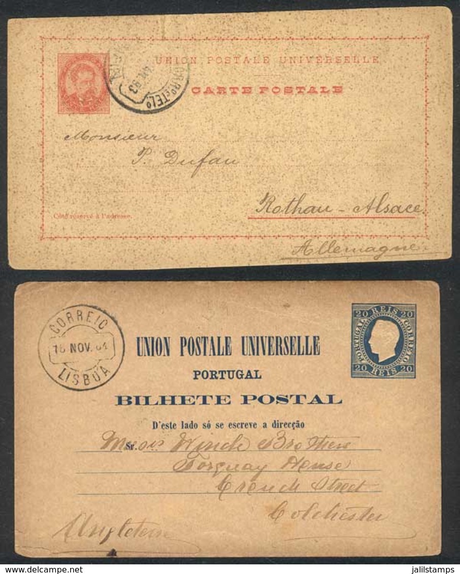 PORTUGAL: 2 Postal Cards Used In 1884 And 1893, Minor Defects, Interesting! - Autres & Non Classés