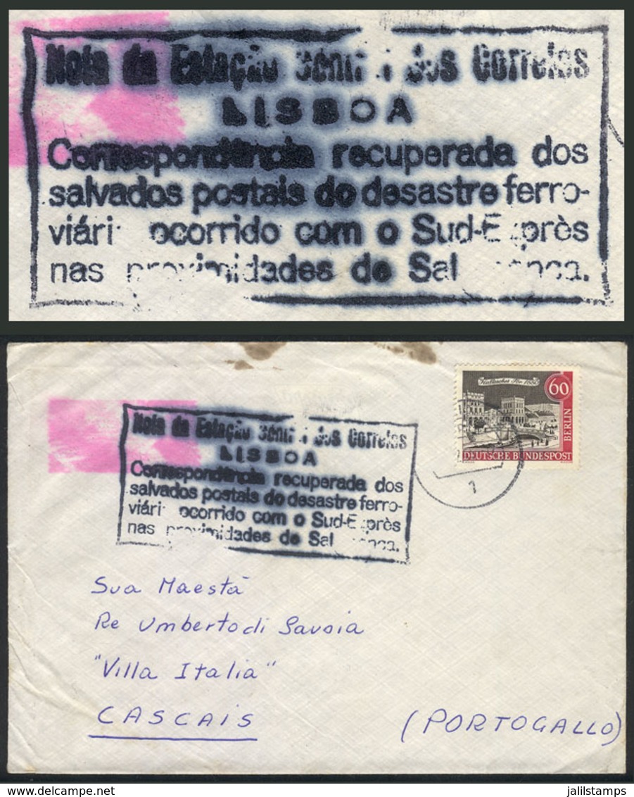 PORTUGAL: TRAIN WRECK: Cover Sent From Germany To Cascais In FE/1965, With Attractive Mark: "Nota De Estaçao Central Dos - Autres & Non Classés