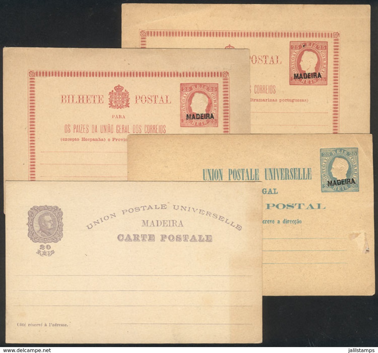 PORTUGAL - MADEIRA: 4 Old Postal Stationeries, All Different, VF General Quality! Including 2 Cards Of 25 Rs., One With  - Madère