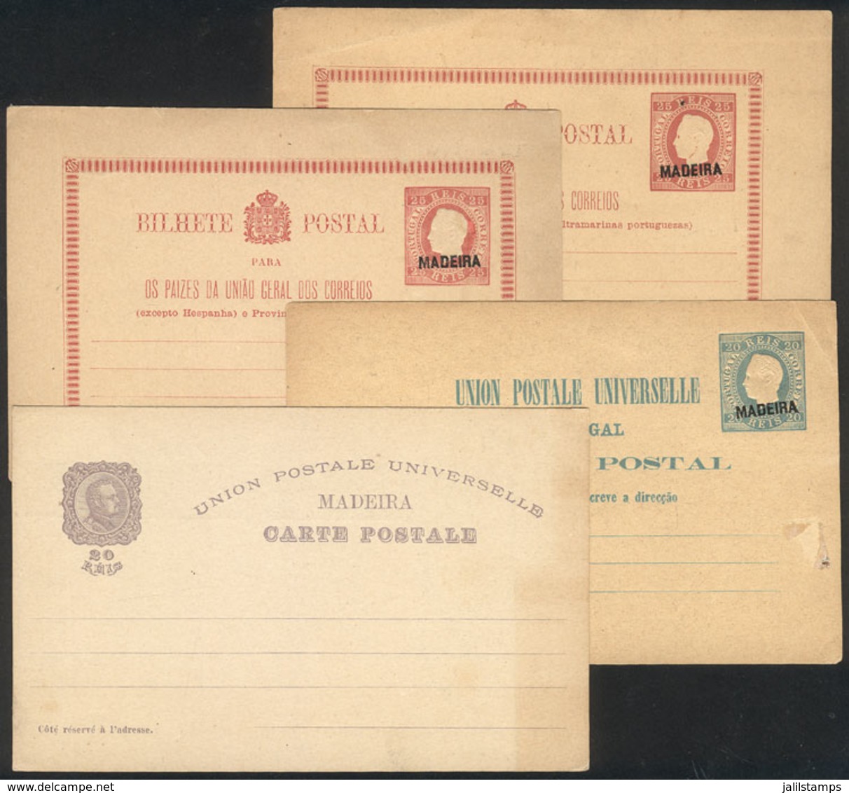 PORTUGAL - MADEIRA: 4 Old Postal Stationeries, All Different, VF General Quality! Including 2 Cards Of 25 Rs., One With  - Madeira