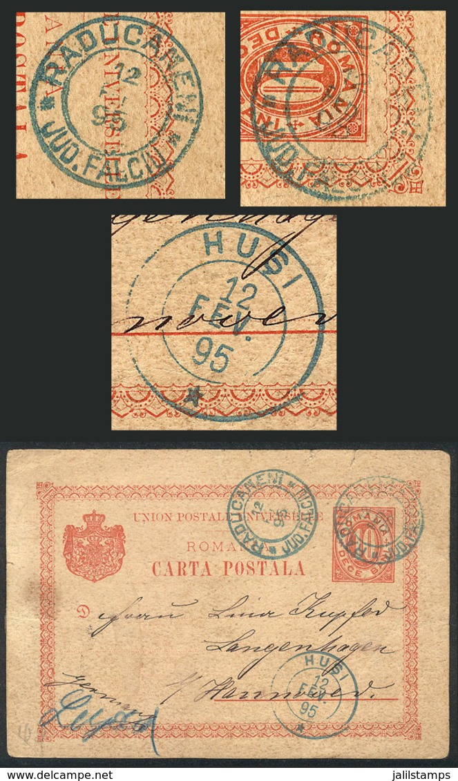 ROMANIA: 10b. Postal Card Sent To Hannover On 10/FE/1895, Interesting Cancels! - Autres & Non Classés