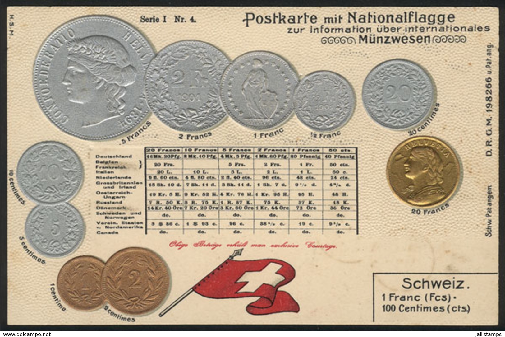 SWITZERLAND: Beautiful PC Illustrated With Old Coins, VF Quality! - Autres & Non Classés