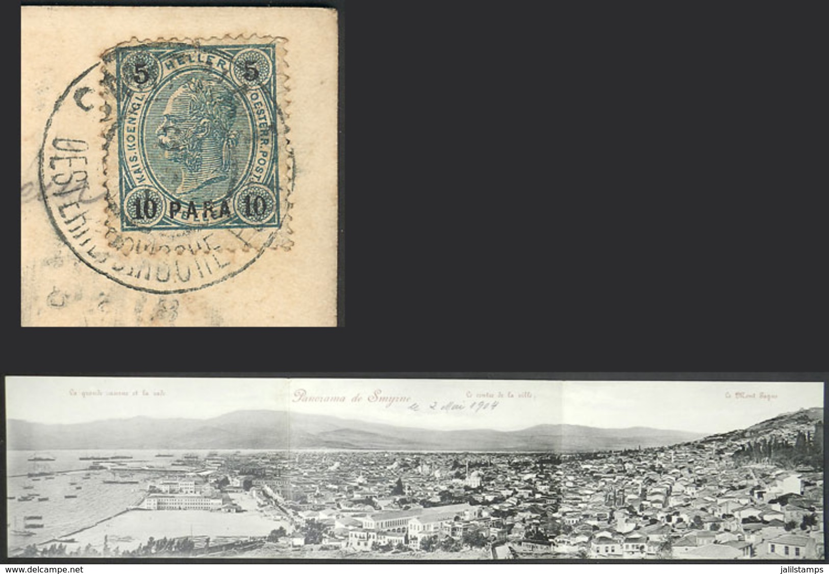 TURKEY: SMYRNA: Panorama Of The City, TRIPLE Postcard Sent On 2/MAY/1904 From The Austrian Offices In Smyrna To Wien, Fr - Turchia