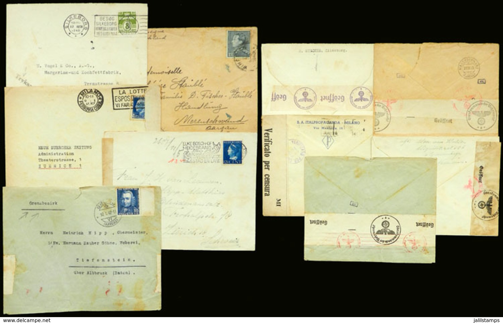 WORLDWIDE: 4 Covers Sent To Switzerland Between 1940 And 1943 From Denmark, Belgium, Italy And Netherlands + One Of Swit - Altri - America