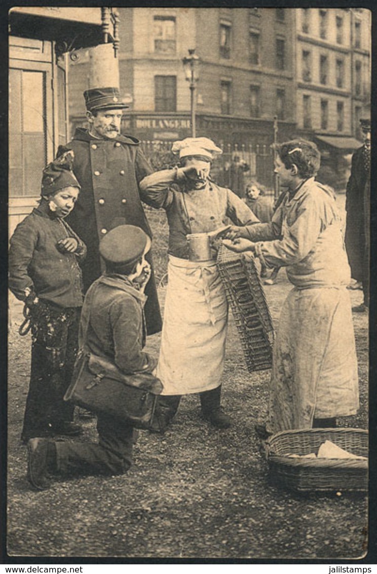 WORLDWIDE: View Of Boys And Policeman In The Street, Baker? (Italy?), Circa 1905, VF Quality - Football