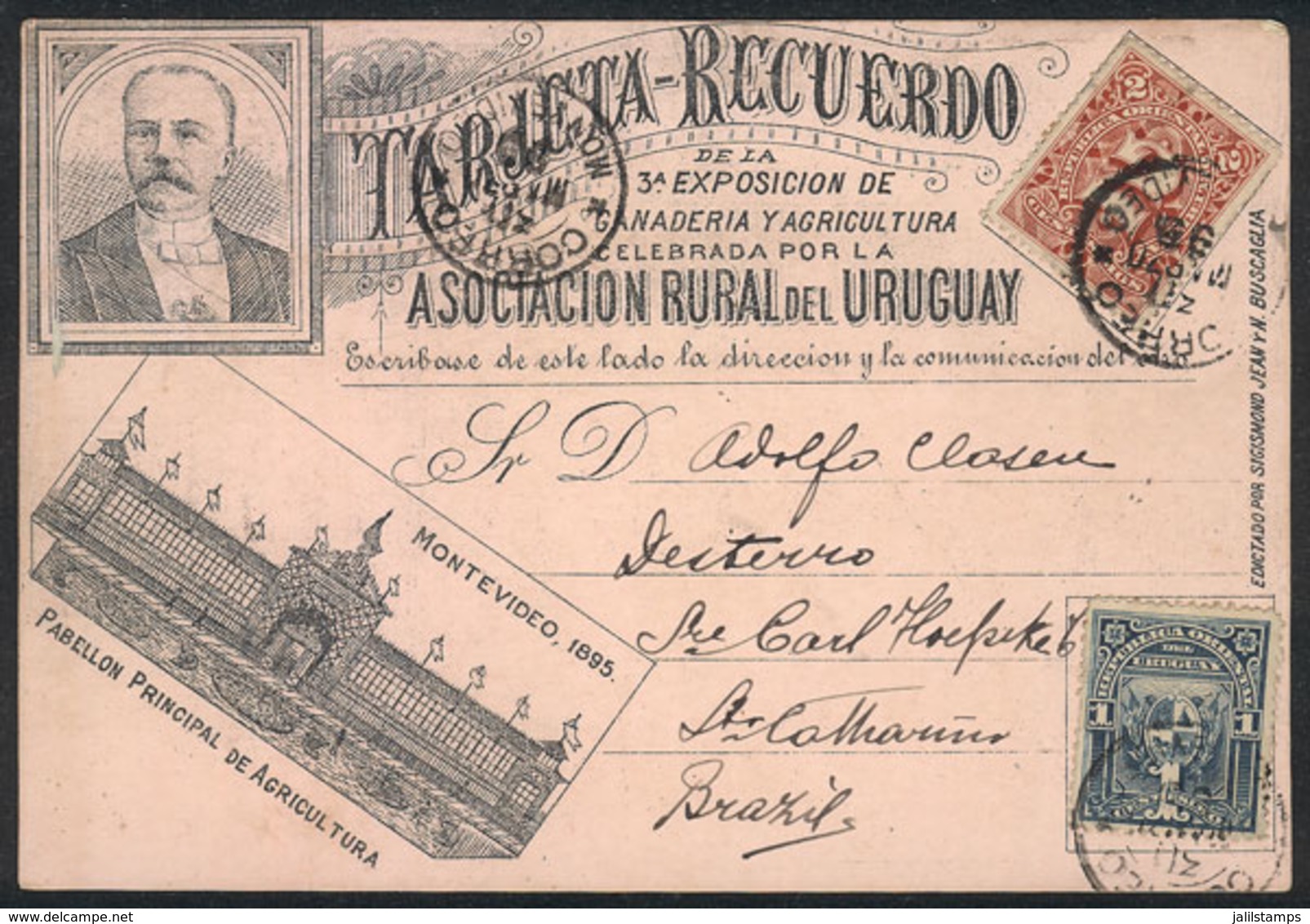URUGUAY: Souvenir Postcard Commemorating The "3rd Agricultural & Catle Exposition", Franked With 3c. And Sent From Monte - Uruguay