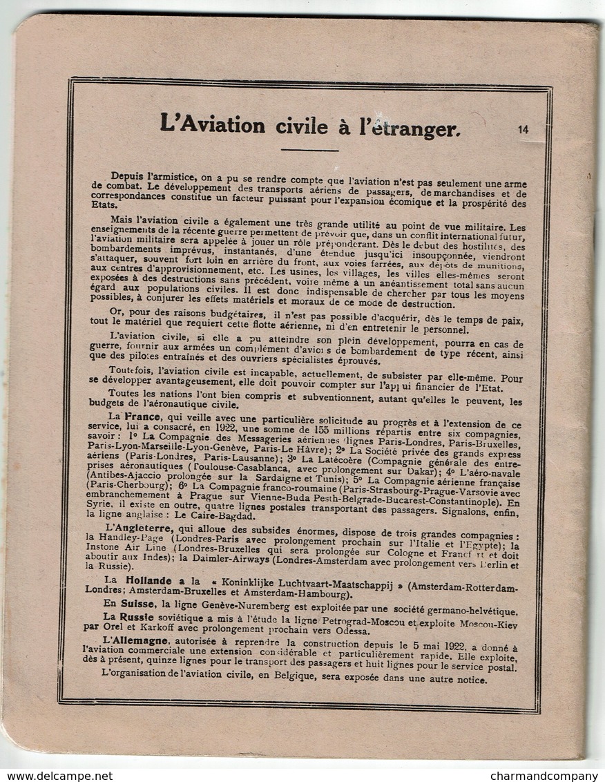 Cahier D'écolier Ancien 1934 - Aviation N° 14 - L'Aviation Civile - 3 Scans - Autres & Non Classés