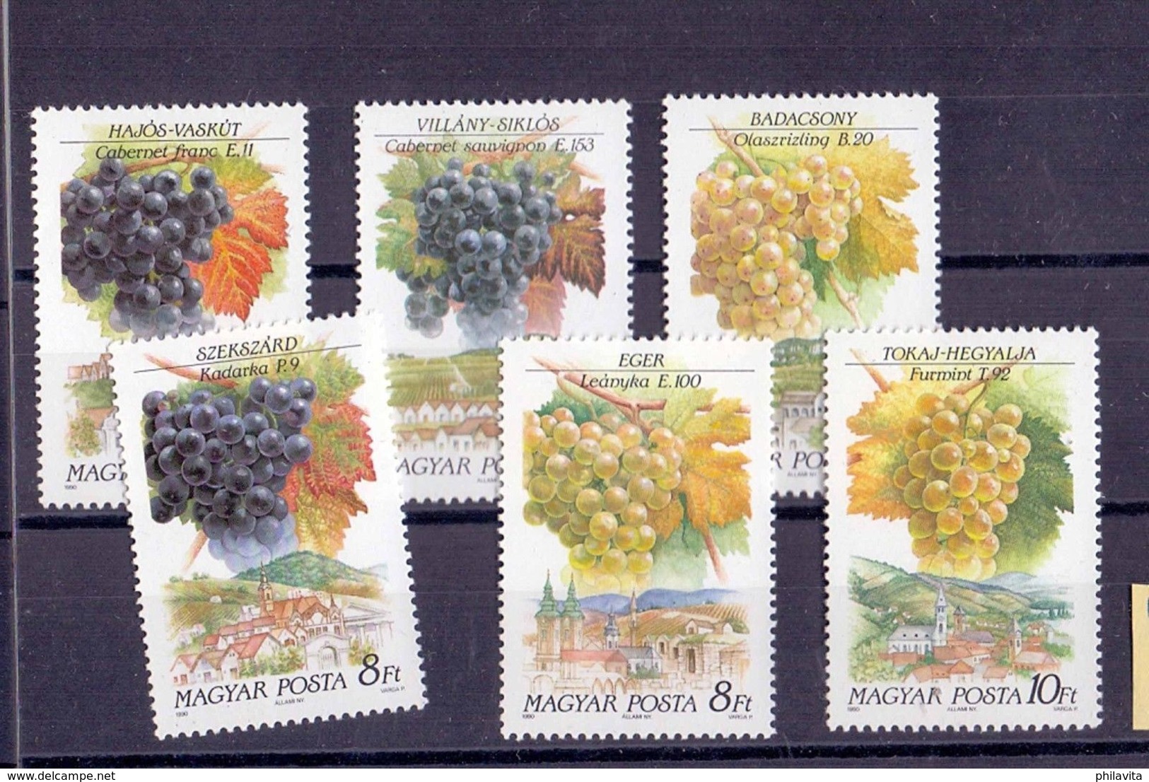 1990 Hungary - Wine Districs Of Hungary I And It Vine Types - MNH** MI 4101-6 A (bsh) Tokay, Eger, Badacsony, Szekszárd - Wein & Alkohol