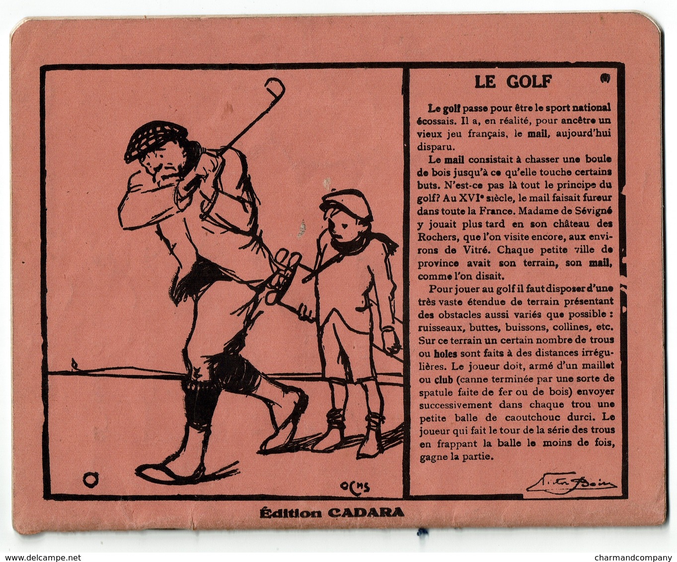 Cahier D'écolier C1935, Les Sports Illustré Par Jacques OCHS, Le Golf - Texte De Victor Boin - 3 Scans - Autres & Non Classés