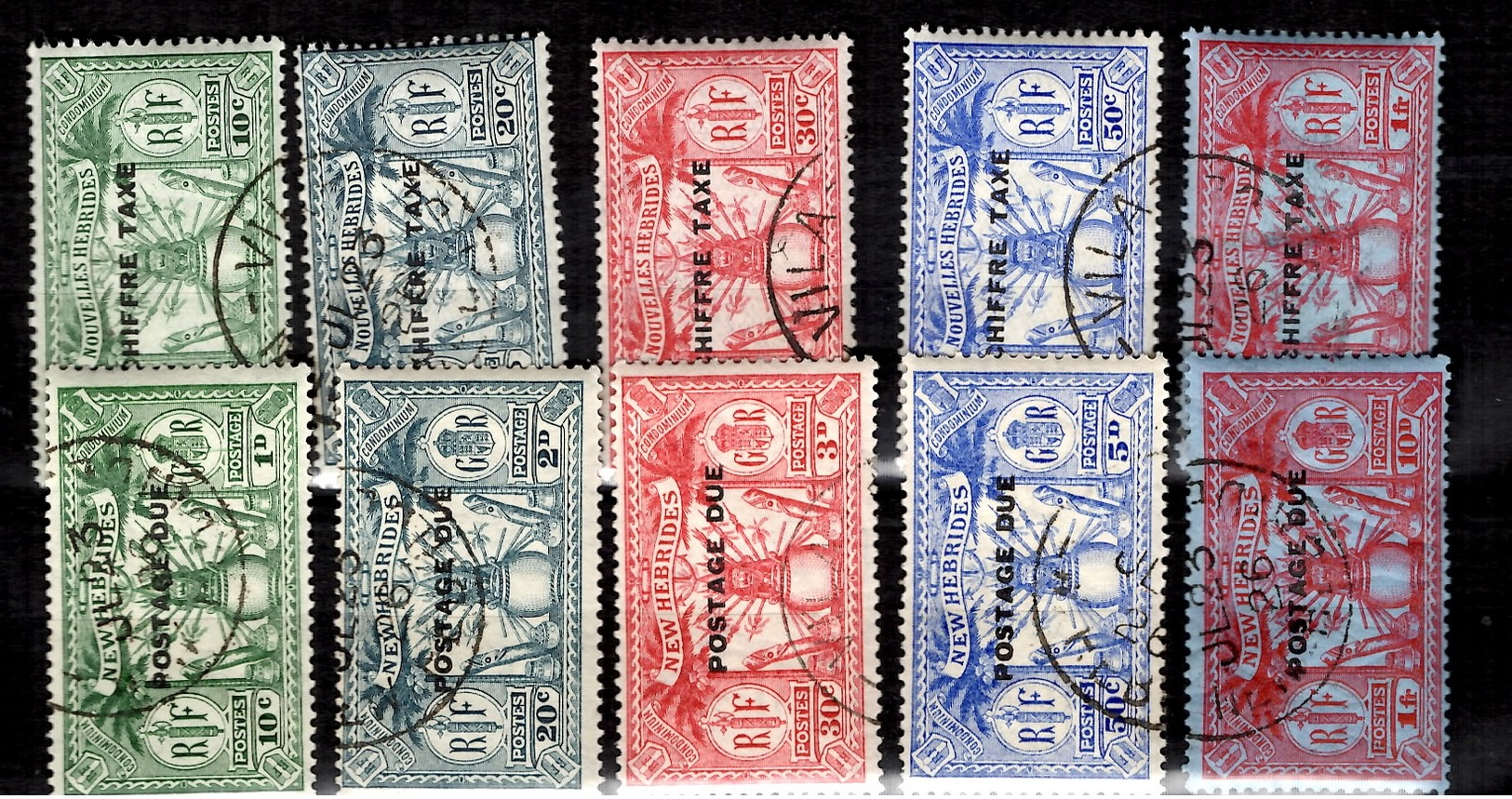 Nouvelles-Hébrides Timbres-taxe YT N° 1/10 Oblitérés. B/TB. A Saisir! - Portomarken