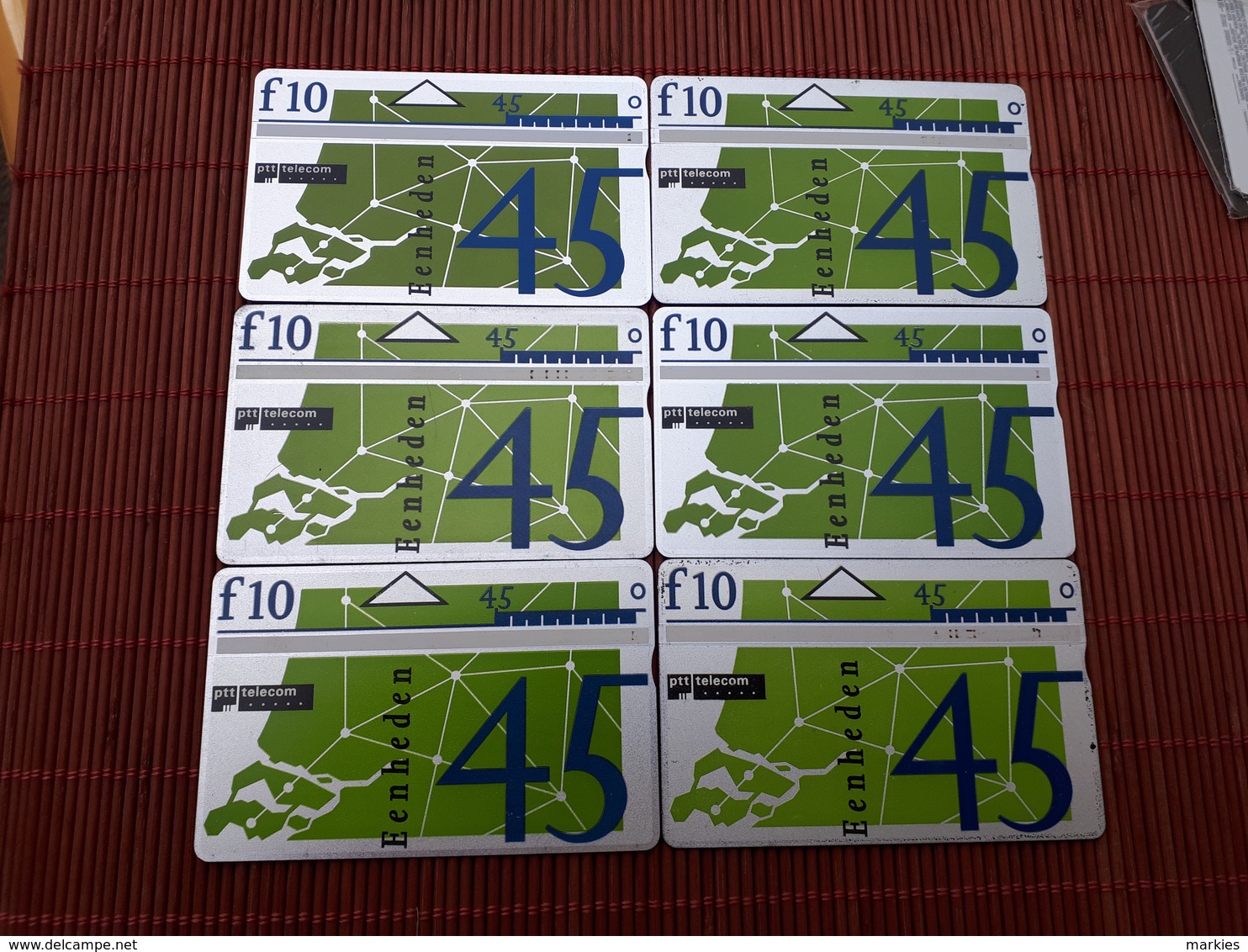 6 Different  Phonecards Netherlands 45 Units 232 B+401 E+250 B+308 A+308 C+301 E Used - Openbaar