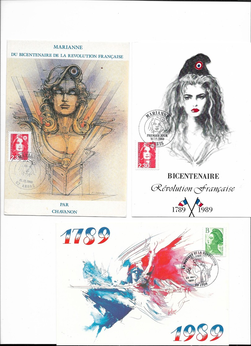 Bicentenaire De La Révolution Française - Lot De 14 CM Diff. ( Avec Oblit . 1er Jour Et Temporaires Illustrées )- PE ( V - Lots & Serien