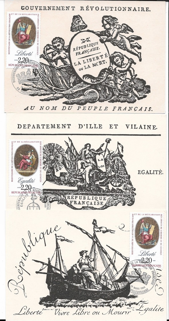 Bicentenaire De La Révolution Française - Lot De 14 CM Diff. ( Avec Oblit . 1er Jour Et Temporaires Illustrées )- PE ( V - Lots & Serien