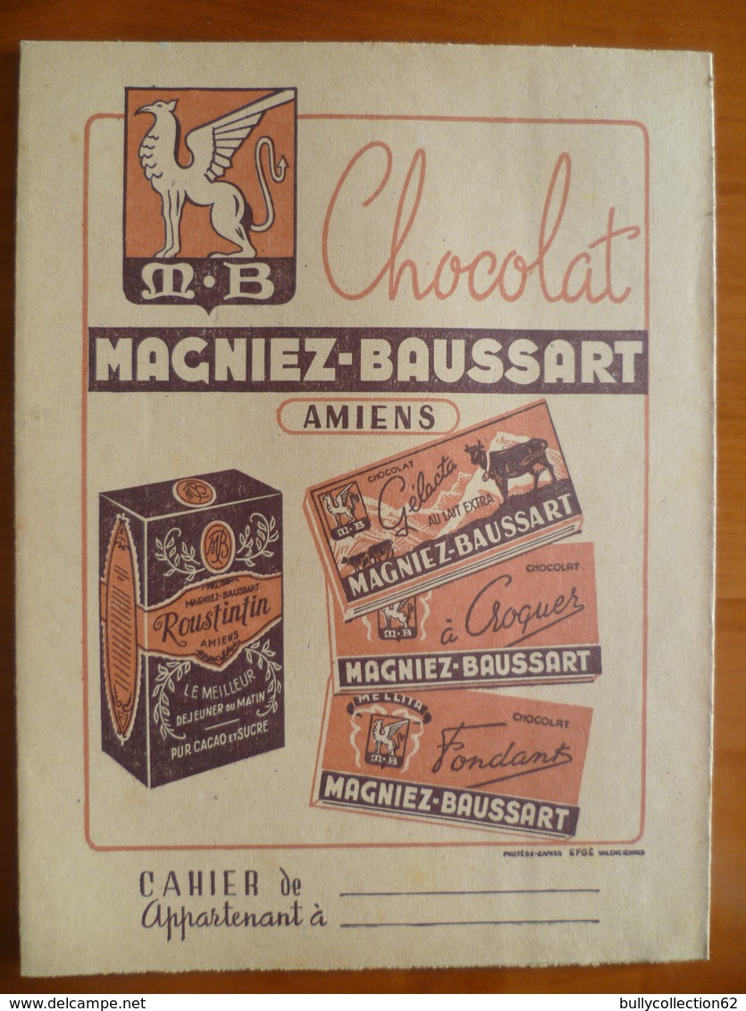 Protège Cahier  Chocolat MAGNIER BAUSSART A AMIENS - Autres & Non Classés