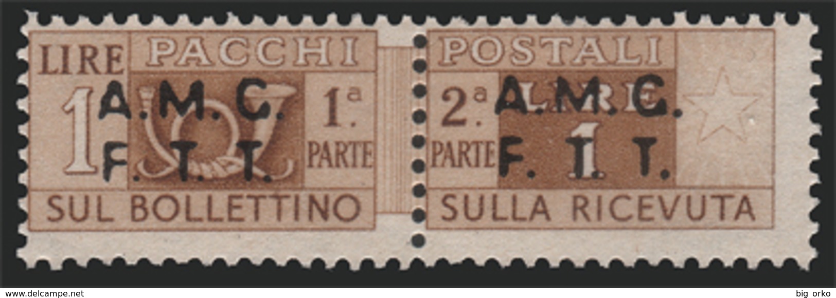 Italia – Trieste Zona A (AMG FTT): PACCHI POSTALI: Lire 1 Bruno Giallo - 1947 - Postpaketen/concessie