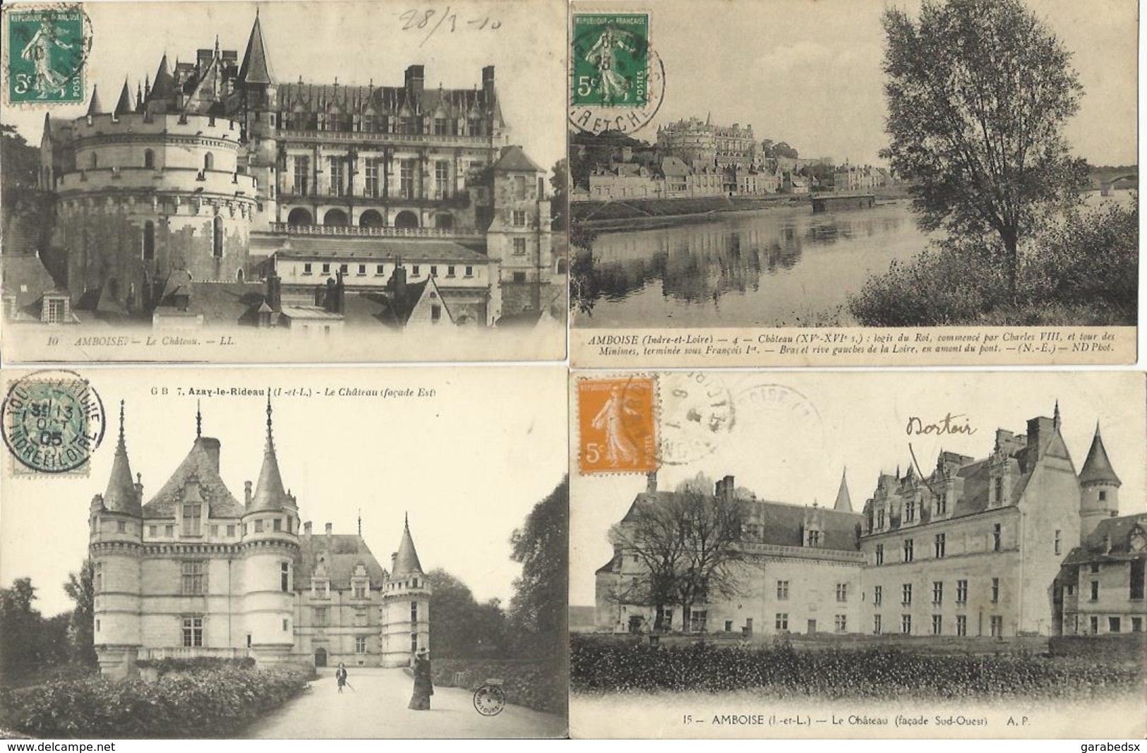 LOT DE 192 CARTES POSTALES ANCIENNES DE L'INDRE ET LOIRE (37).