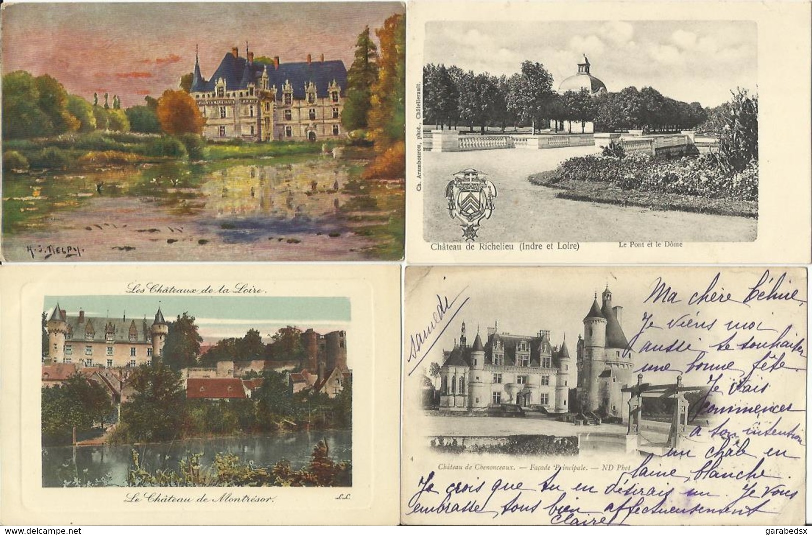 LOT DE 192 CARTES POSTALES ANCIENNES DE L'INDRE ET LOIRE (37).