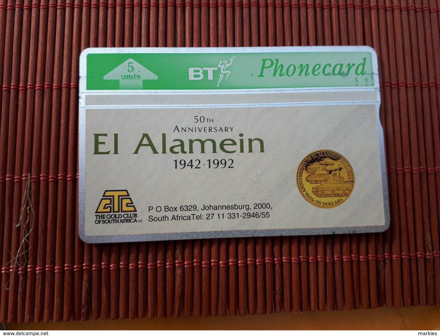 Phonecard Private El Alamein 371 E  Rare - BT Übersee