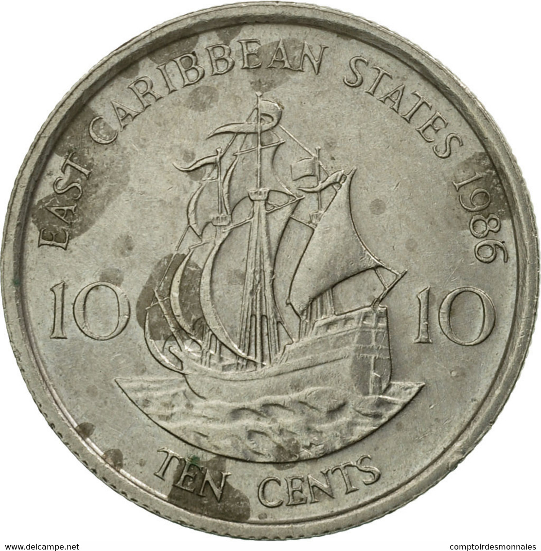 Monnaie, Etats Des Caraibes Orientales, Elizabeth II, 10 Cents, 1986, TTB - Ostkaribischer Staaten