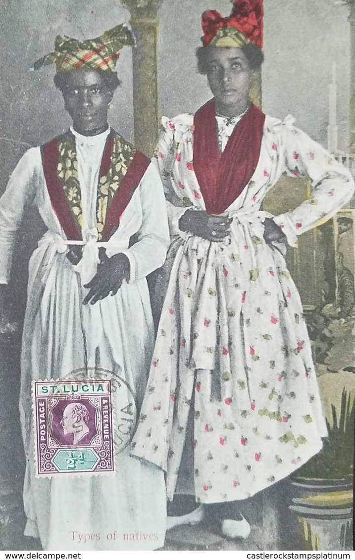 O) 1903 CIRCA-ST. LUCIA-WEST INDIES, KING EDWARD VII SCT 43 1/2p Violet And Green, TYPES OF NATIVES-CULTURE-COSTUMES, PO - Other & Unclassified