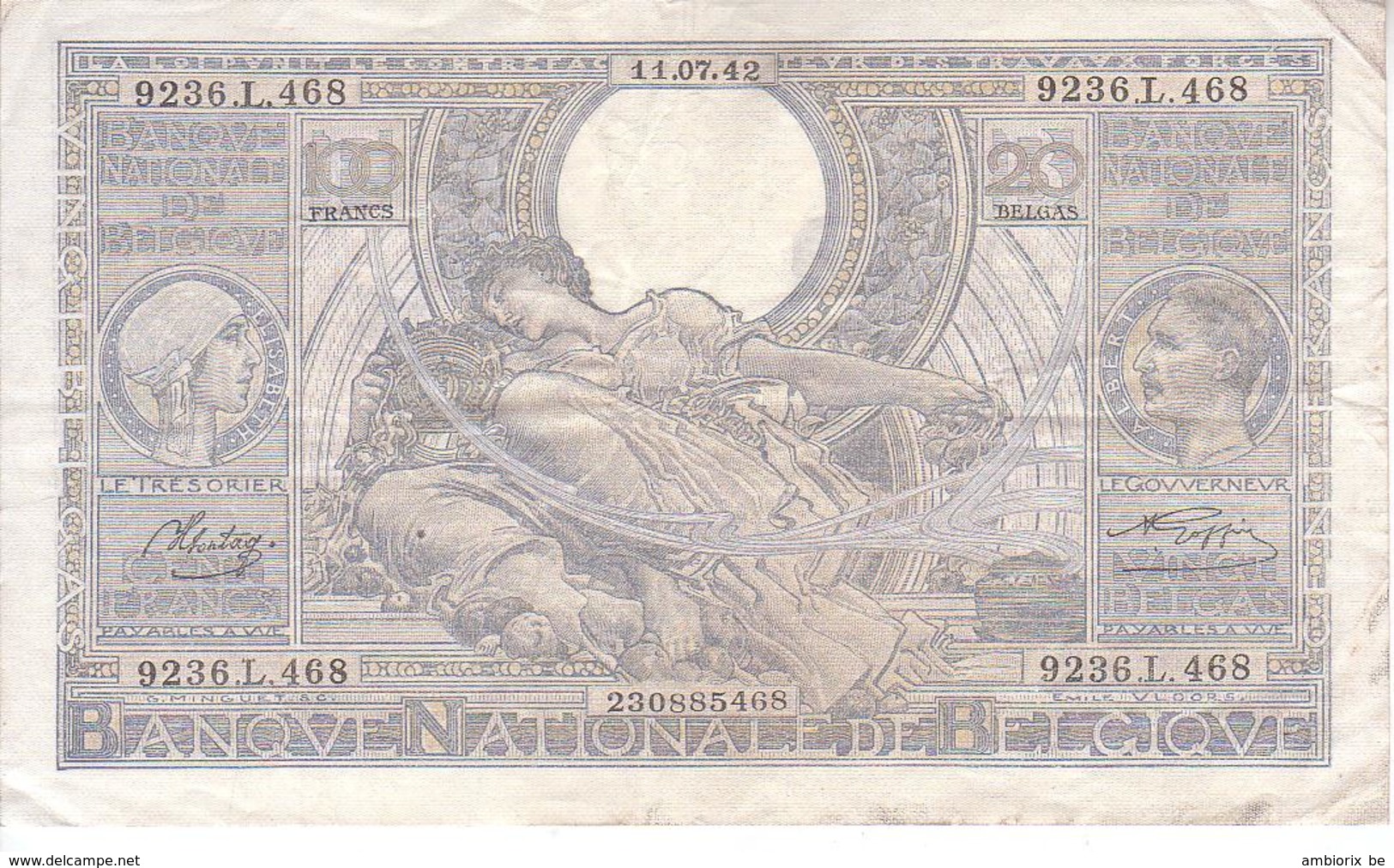 Billet 60 D - 11.07.42 - 100 Francs & 100 Francs-20 Belgas