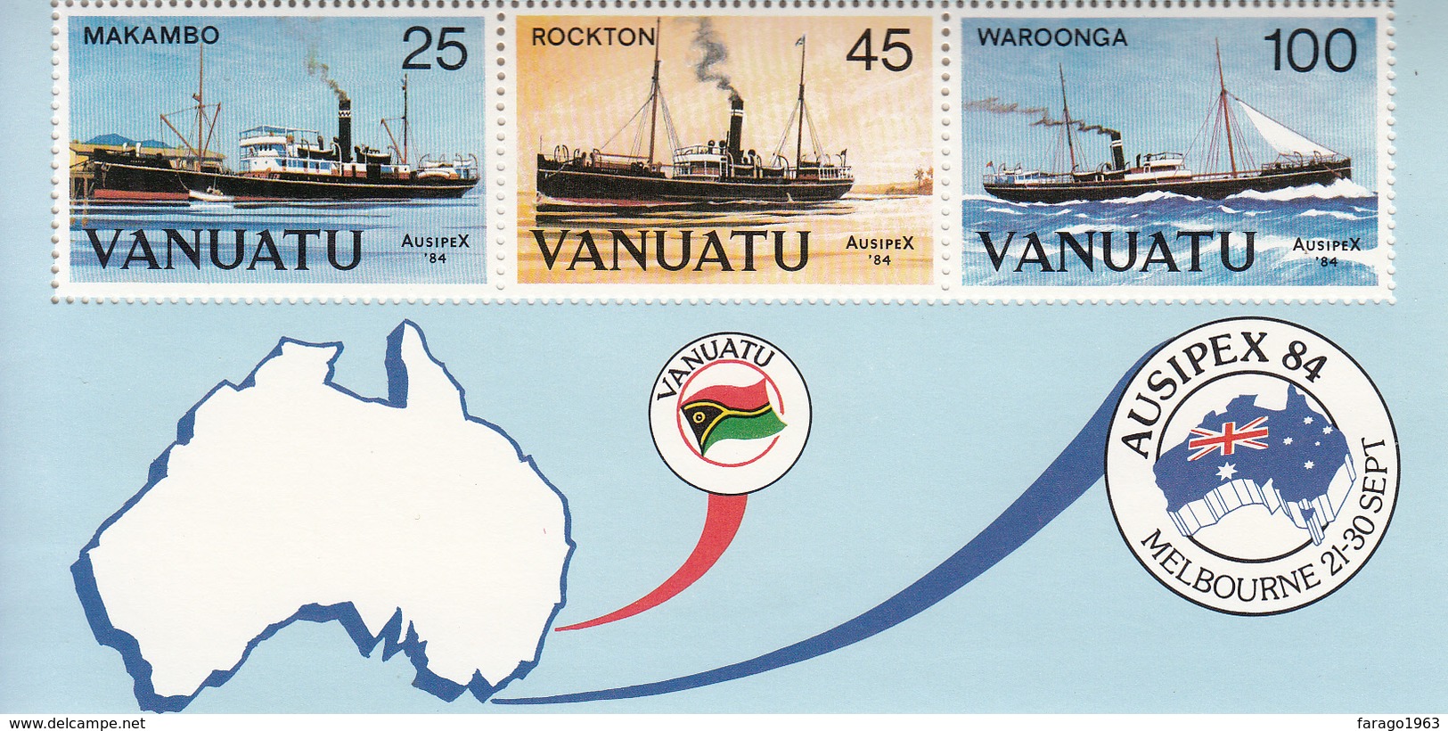 1984 Vanuatu Ships Maps Miniature Sheet Of 3 MNH - Vanuatu (1980-...)