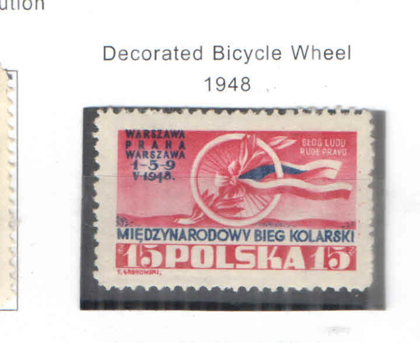 Polonia PO 1948 Bicicletta Decorata  Scott.419 +See Scan On Scott.Page; - Nuovi