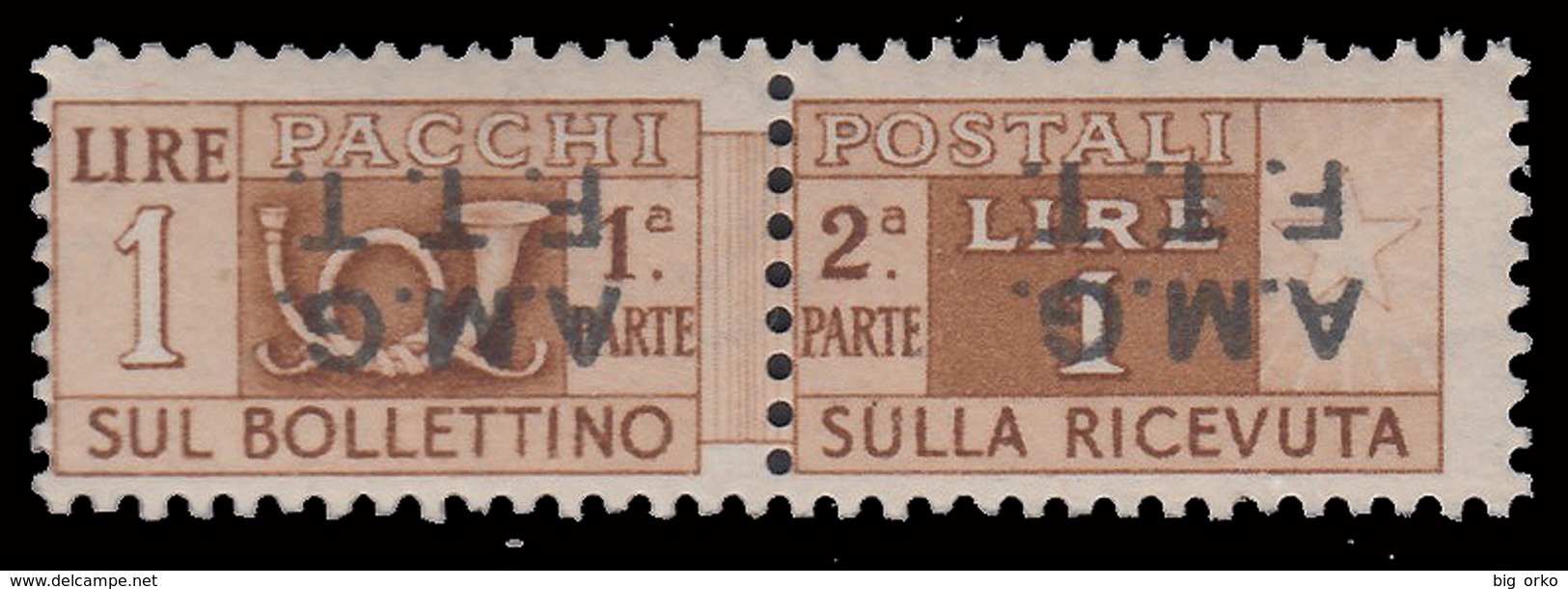 Italia – Trieste Zona A (AMG FTT): PACCHI POSTALI: Lire 1 Bruno Giallo (VARIETA') - 1947 - Postal And Consigned Parcels