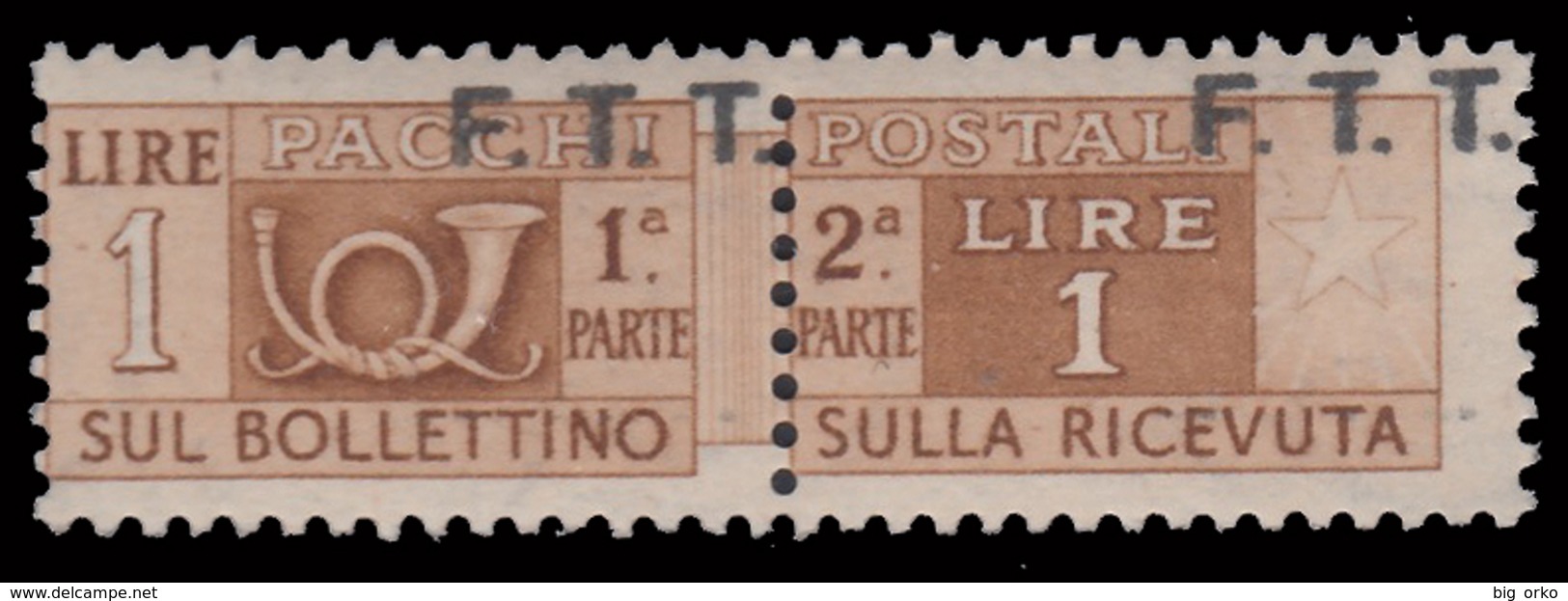 Italia – Trieste Zona A (AMG FTT): PACCHI POSTALI: Lire 1 Bruno Giallo (VARIETA') - 1947 - Postal And Consigned Parcels