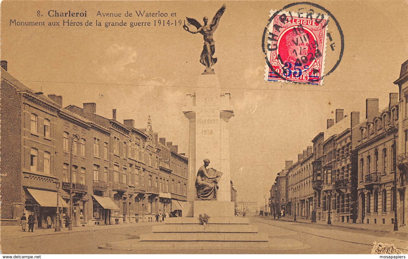 Charleroi - Avenue De Waterloo Et Monument Aux Héros - Charleroi