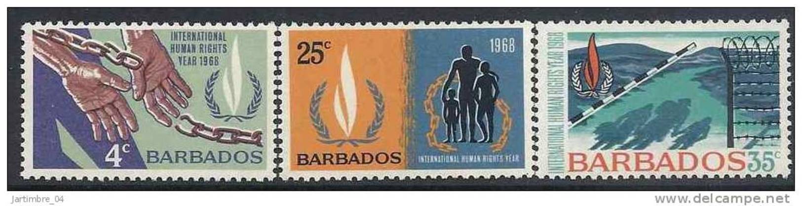 1968 BARBADES 286-88** Droits De L'homme - Barbades (1966-...)