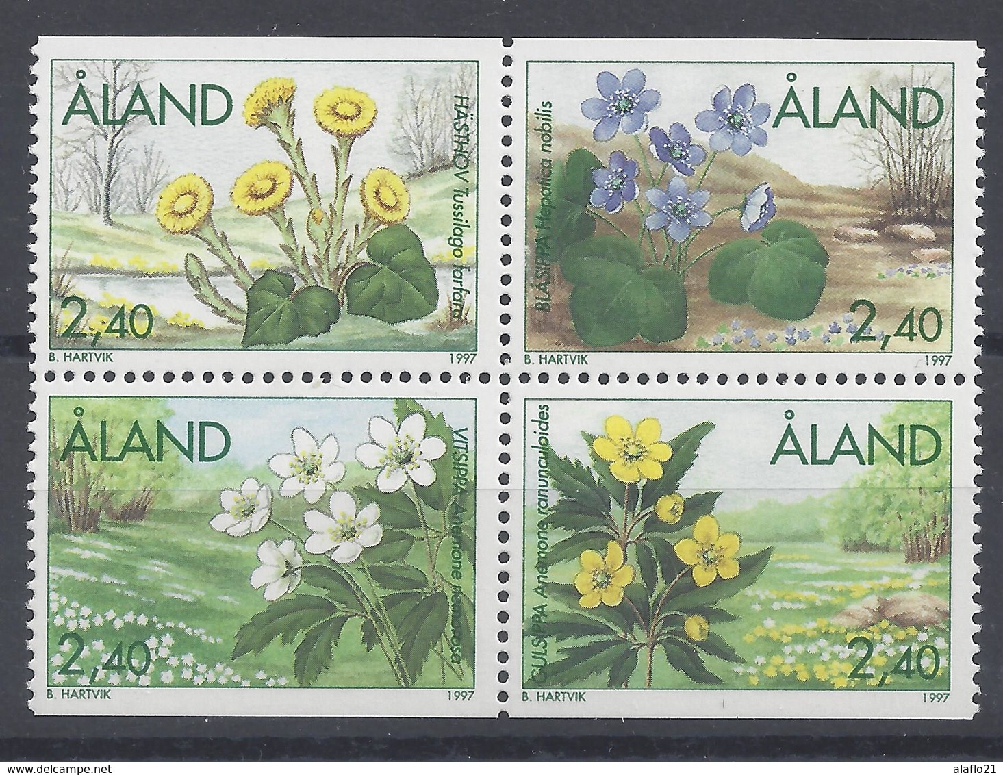 ALAND - BLOC DE 4 TIMBRES NEUFS** - FLEURS FLORE - Aland