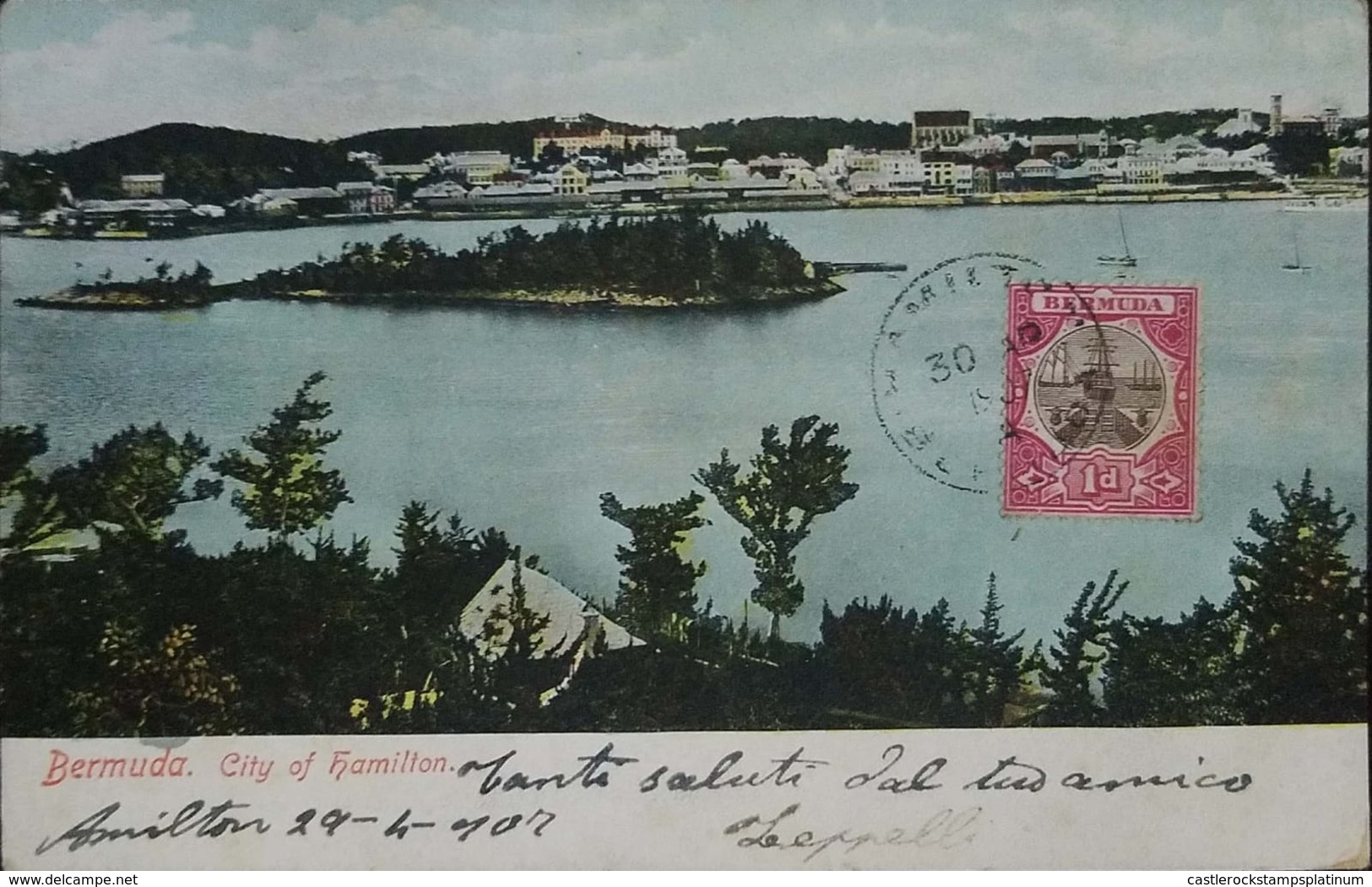 O) 1902 CIRCA - BERMUDA, STAMP DRY DCK 1p Rose And Brown, CITY OF HAMILTON-LANDSCAPE, POSTAL CARD XF - Bermuda