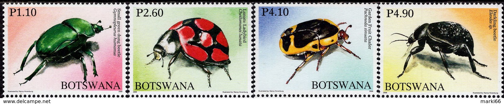 Botswana - 2008 - Insects - Beetles - Mint Stamp Set - Botswana (1966-...)