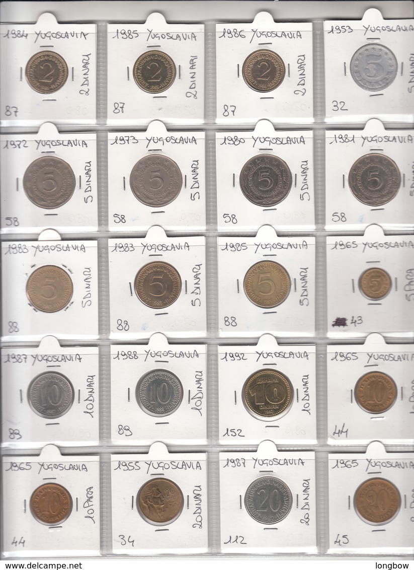 Yugoslavia Collection 60 Coins In Oblo - First Choice - Joegoslavië