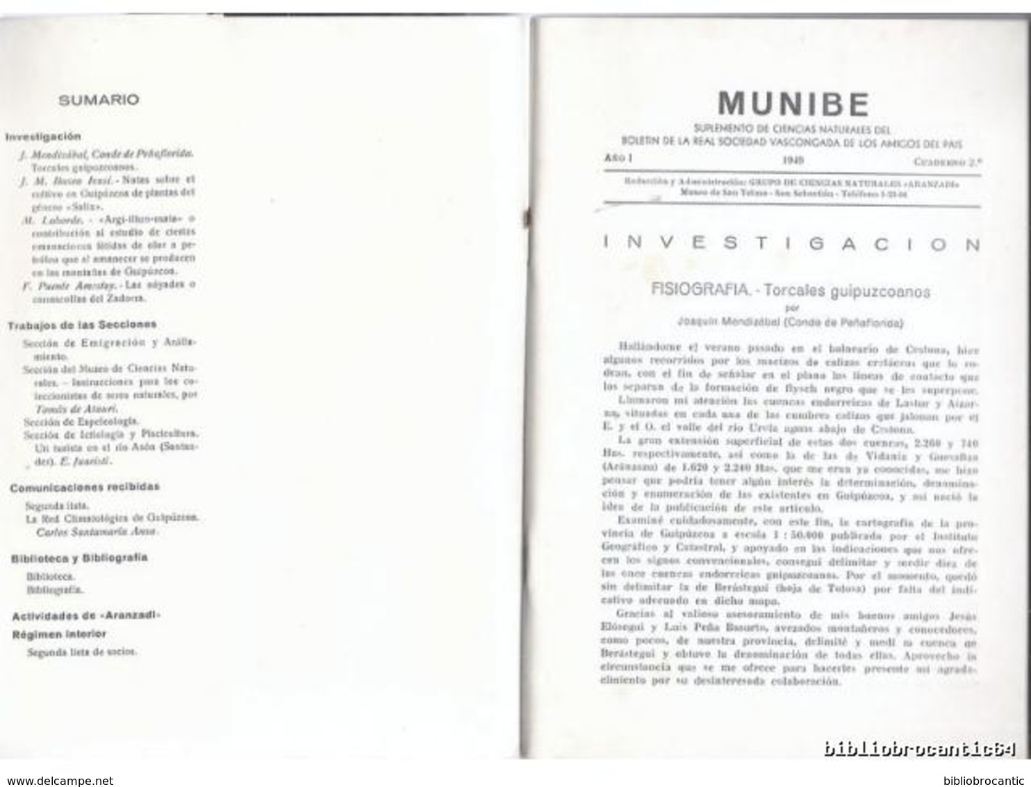 *MUNIBE*(ARCHEOLOGIE) EUSKALLERIA  AITZBITARTE) 1949 N°2 - BOLETIN SOC. VASCONGADA - Autres & Non Classés