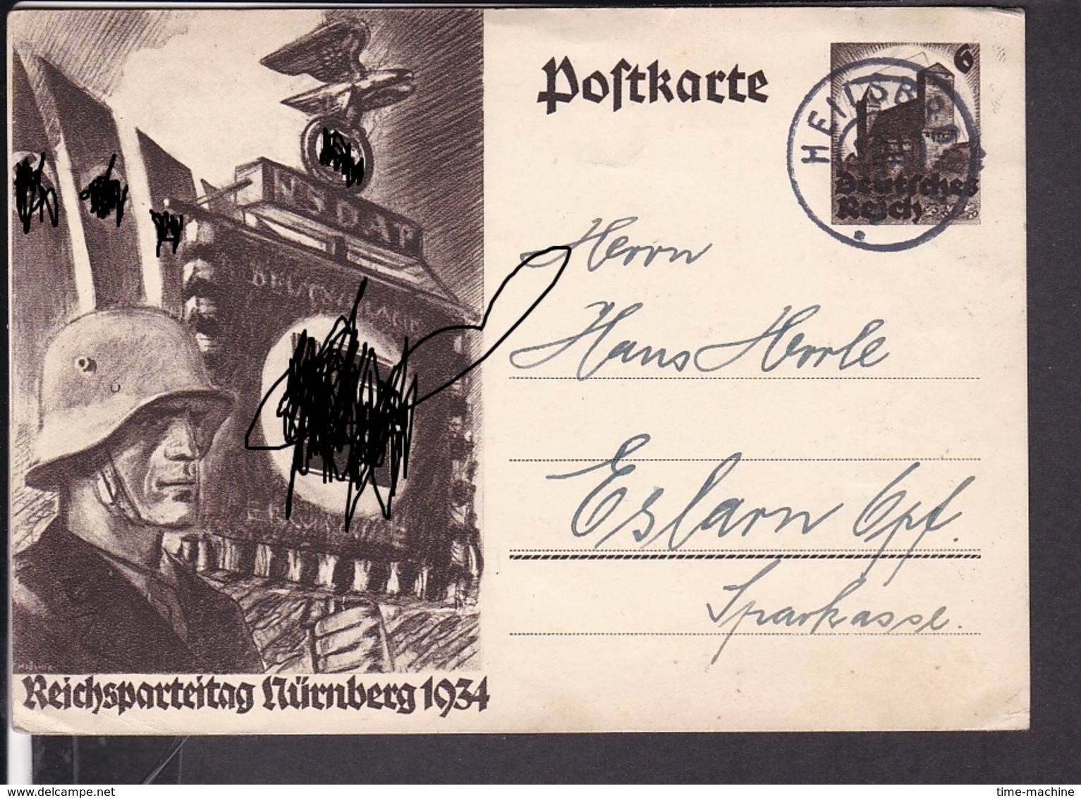 Ganzsache Deutsches Reich Stempel Heilsbronn 1934 - Briefe U. Dokumente