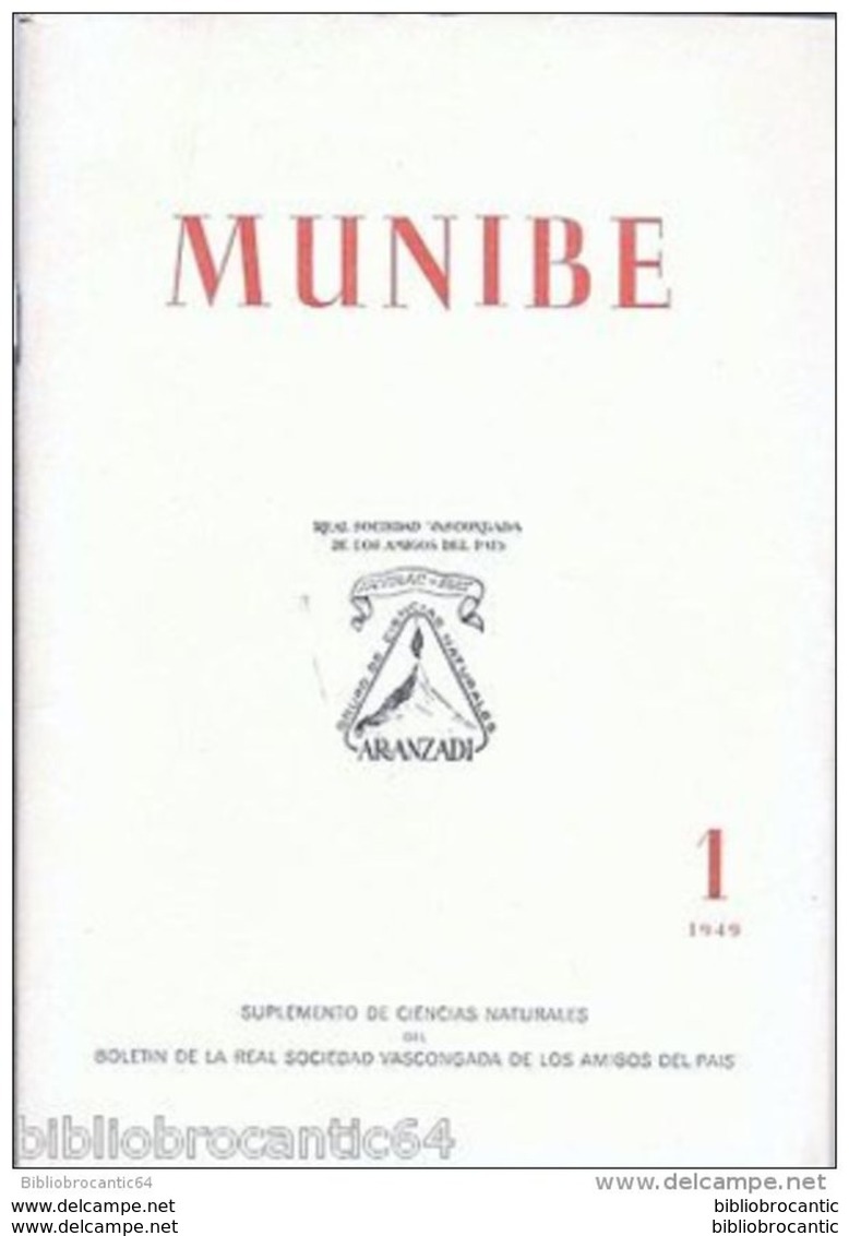 *MUNIBE* (ARCHEOLOGIE < EUSKALLERIA < AITZBITARTE) 1949 N°1 - BOLETIN SOC. VASCONGADA (Livre En Basque) - Ontwikkeling