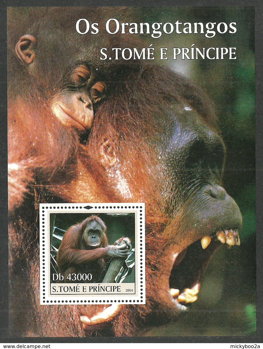 ST THOMAS AND PRINCE 2004 WILDLIFE ORANGUTANS MONKEYS M/SHEET MNH - Sao Tome And Principe