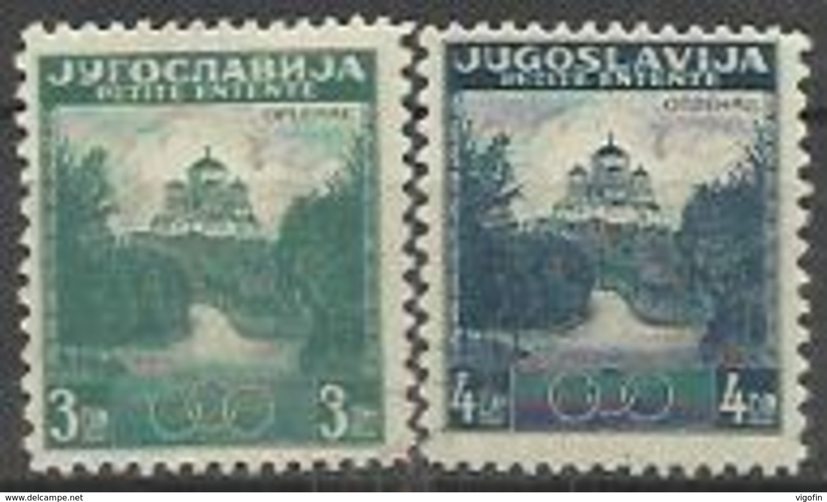 YU 1937-334-5 CHURCH OPLENAC, YUGOSLAVIA, 1 X 2v, MH - Neufs