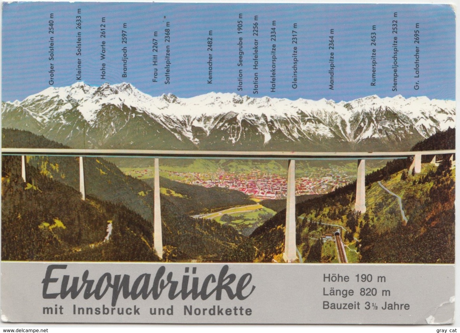 EUROPABRUCKE, With Innsbruck And Nordkette, Austria, Used Postcard [22005] - Other & Unclassified
